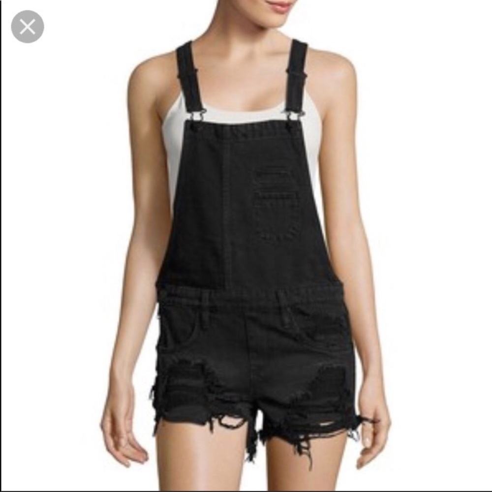 Blank NYC black overall shorts